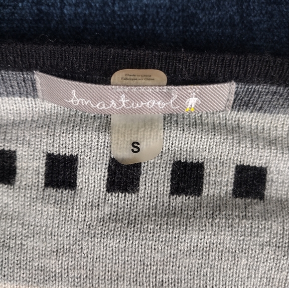 SMARTWOOL Womens Camp House Wrap Drape Sweater BLack Geometric Small - Picture 4 of 6